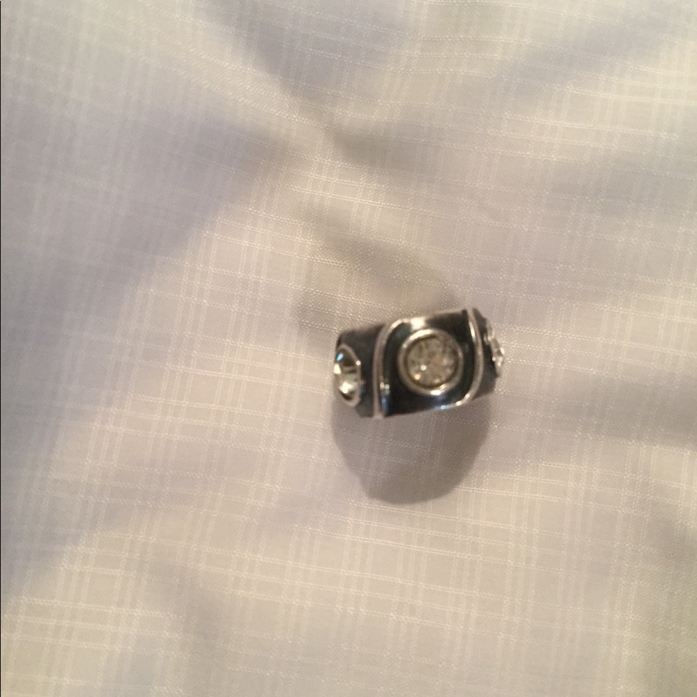 Sterling Charm w 4 Clear CZs Fits Pandora Bracelet